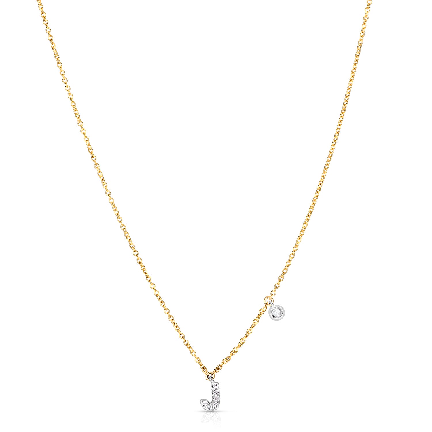 Sabel Collection 14K Yellow and White Gold Diamond Miniature Initial Pendant Necklace